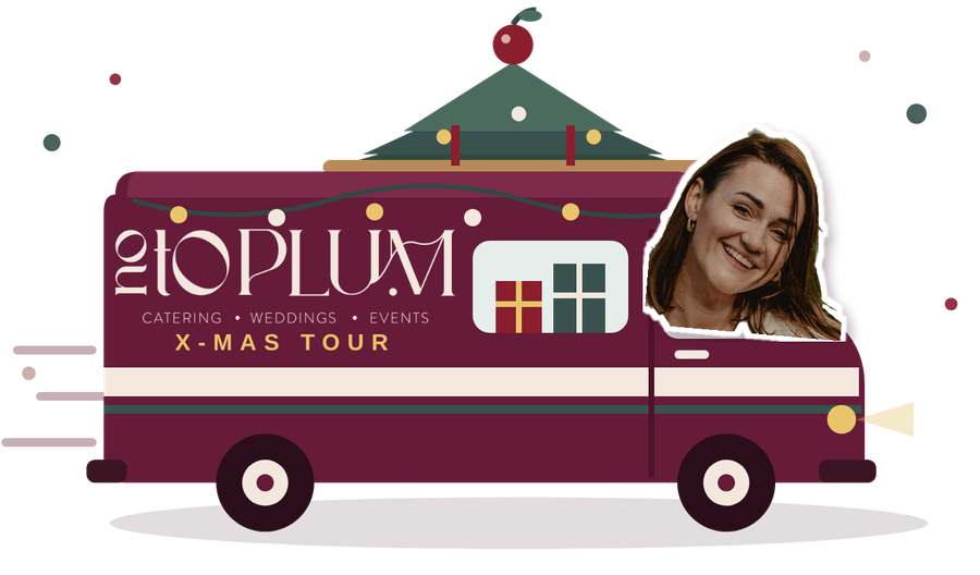 Angela w świątecznym busie No To Plum